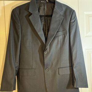 Imani Uomo Super 150's Designed In Italy Black Pinstriped Blazer Sportscoat Sz38